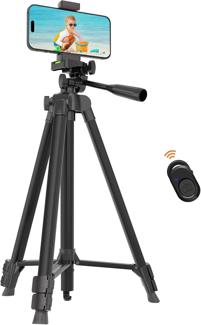 Lusweimi Luswemi 53'' Phone & Camera Mount Tripod Stand with Remote and Holder, Portable Cellphone Tripod Compatible with iPhone 16 Pro Max/15 Pro/Samsung/DJI/GoPro - Image 1